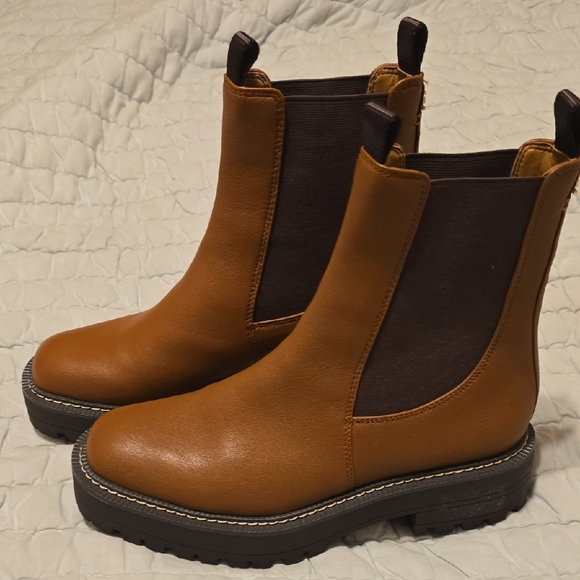 Sam Edelman Brown Ankle Booties with Elastic Panels - Picture 1 of 11